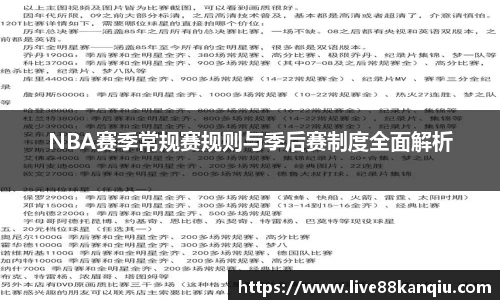 NBA赛季常规赛规则与季后赛制度全面解析